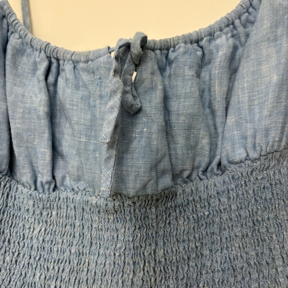 Aritzia Wilfred 100% Organic Linen Genoa Linen Midi Dress in Blue Size Medium - Picture 5 of 9